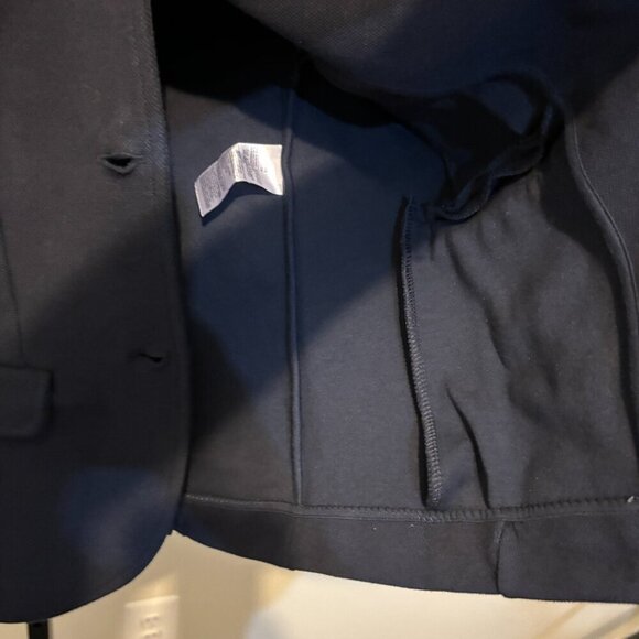 Banana Republic Pique Military Navy Knit Band Collar Blazer Jacket - Picture 9 of 14